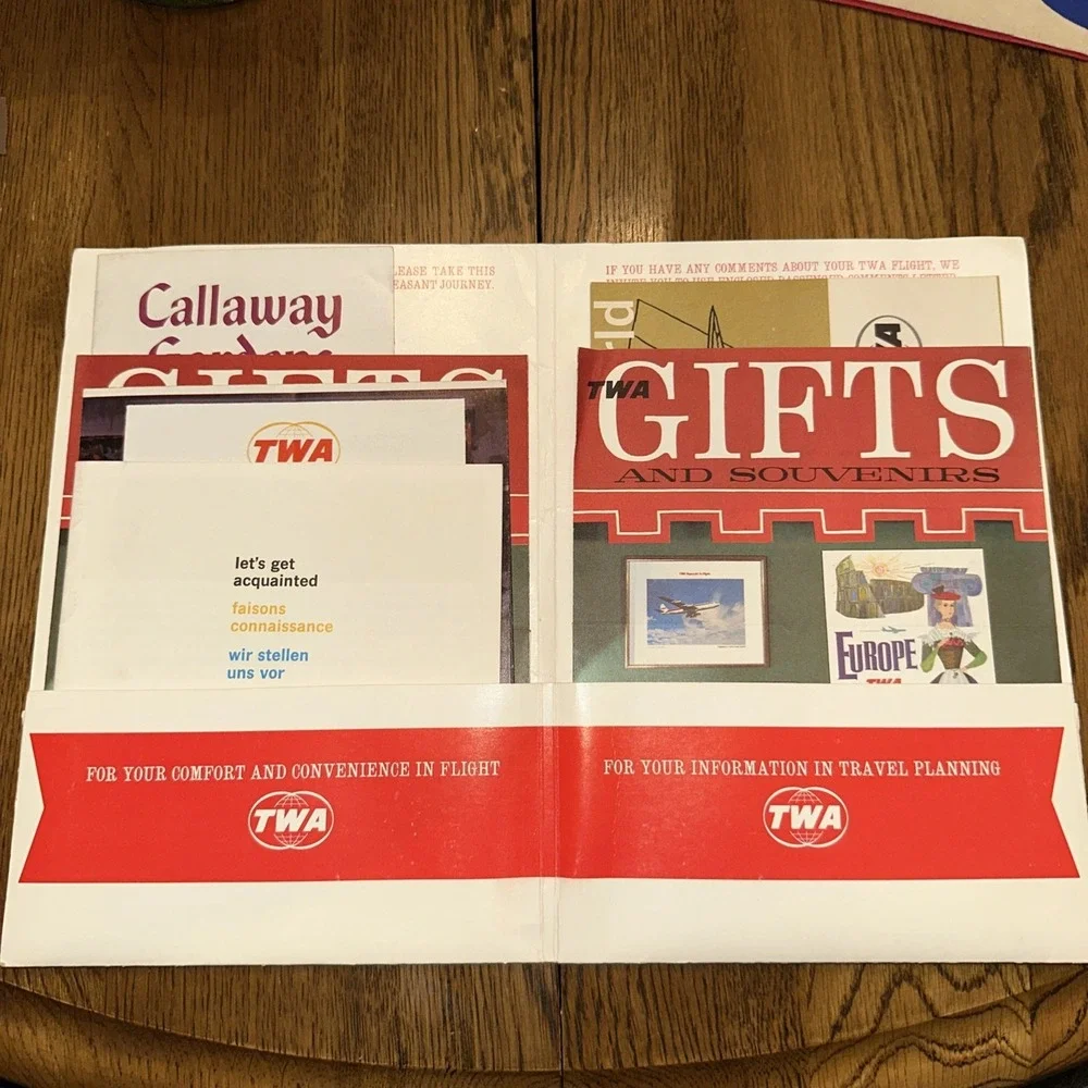 TWA Airlines In Flight Package 1965 Rare Vintage Collectible